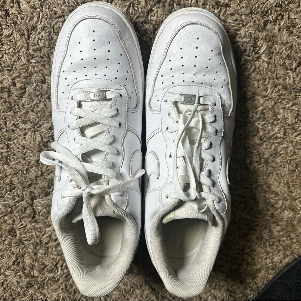 Nike Air Force 1 White Low-Top Leather Sneakers size 14 - Picture 7 of 8